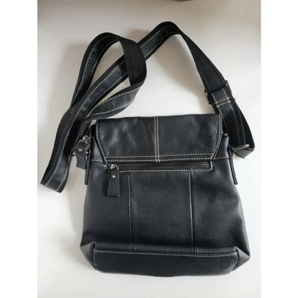 Men's Genuine Leather Messenger Shoulder Tablet Bag